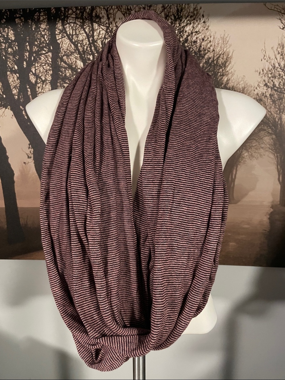 Eileen Fisher Womenโs Infinity Scarf - Mauve Stripe
